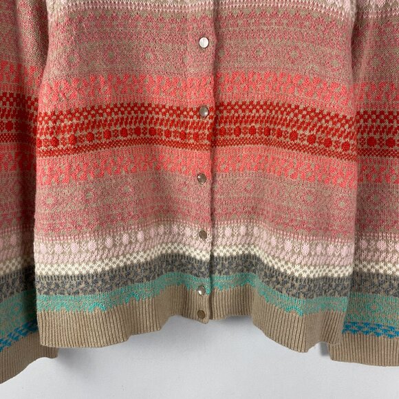 Talbots Cardigan Sweater Size XLP Fair Isle Multicolor Lambswool Mohair - Picture 3 of 10